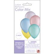 25ct, 5in, Pastel Easter 5-Color Mix Mini Latex Balloons - Blue, Green, Lilac, Pink & Yellow