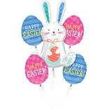 Funny Bunny Easter Foil Balloon Bouquet, 5pc