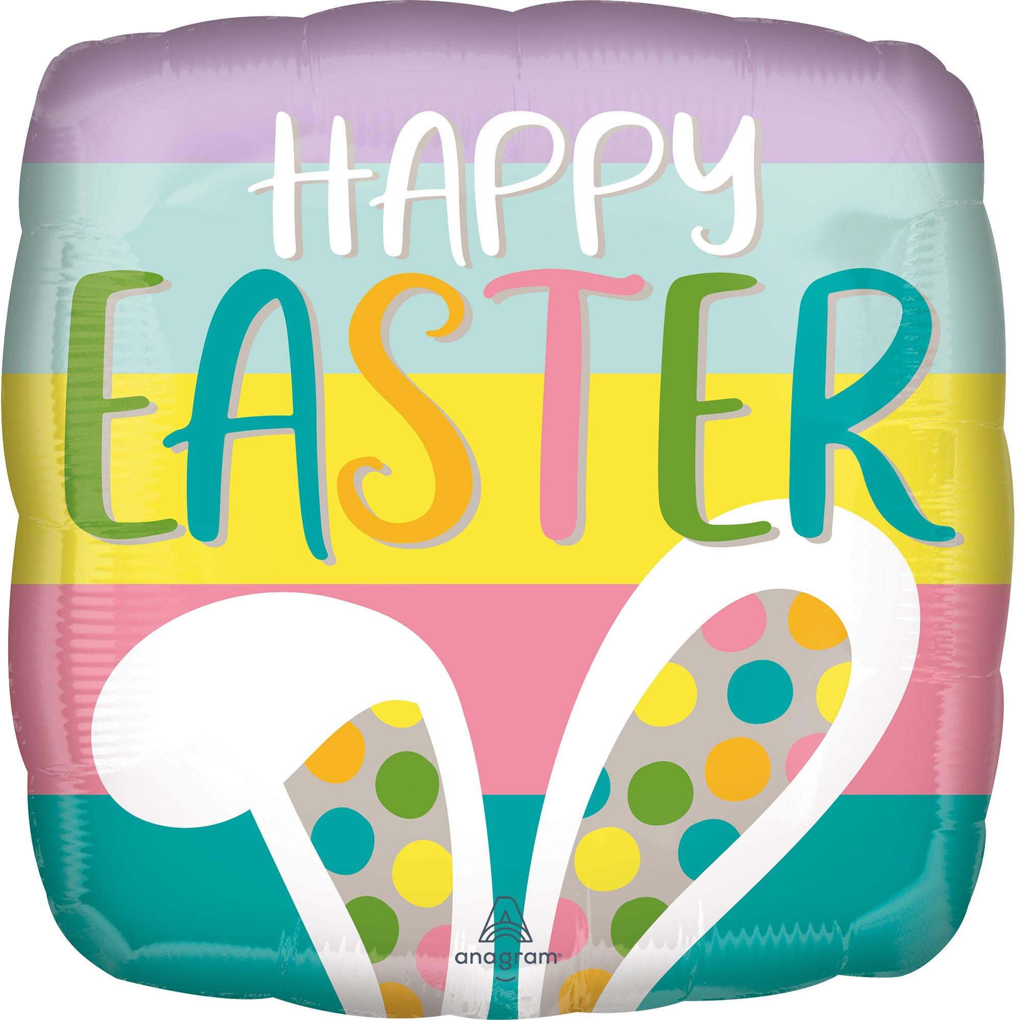 Bunny Ear Happy Easter Square Foil Balloon, 17in Party City