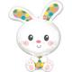 Spotted Easter Bunny-Shaped Foil Balloon, 23in x 29in
