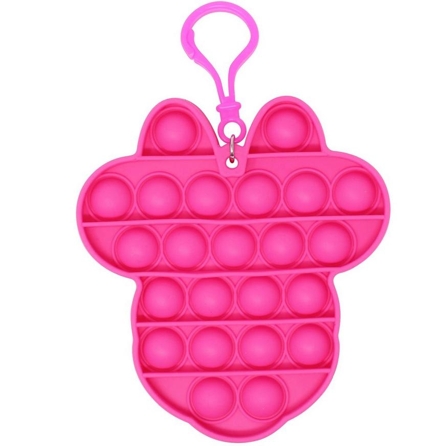 Pink Minnie Mouse Push Pop Sensory Fidget Toy Keychain, 5in x 5in