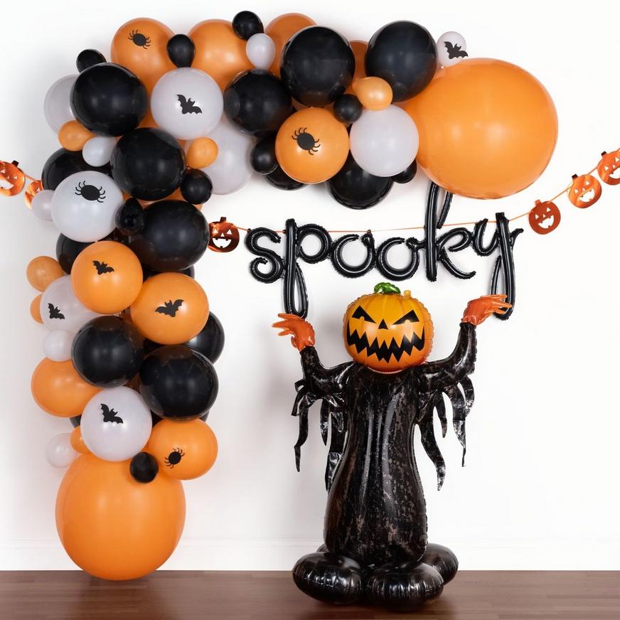 DIY Black & Orange Spooky Halloween Balloon Backdrop Kit, 3pc