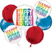 Premium Rainbow Wish Birthday Foil & Plastic Balloon Bouquet, 7pc