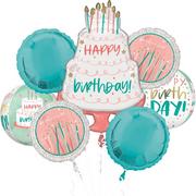 Premium Happy Cake Day Birthday Foil & Plastic Balloon Bouquet, 7pc