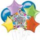 Iridescent & Multicolor Star Birthday Plastic & Foil Balloon Bouquet, 7pc