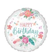 Free Spirit Floral Birthday Foil & Plastic Balloon Bouquet, 8pc