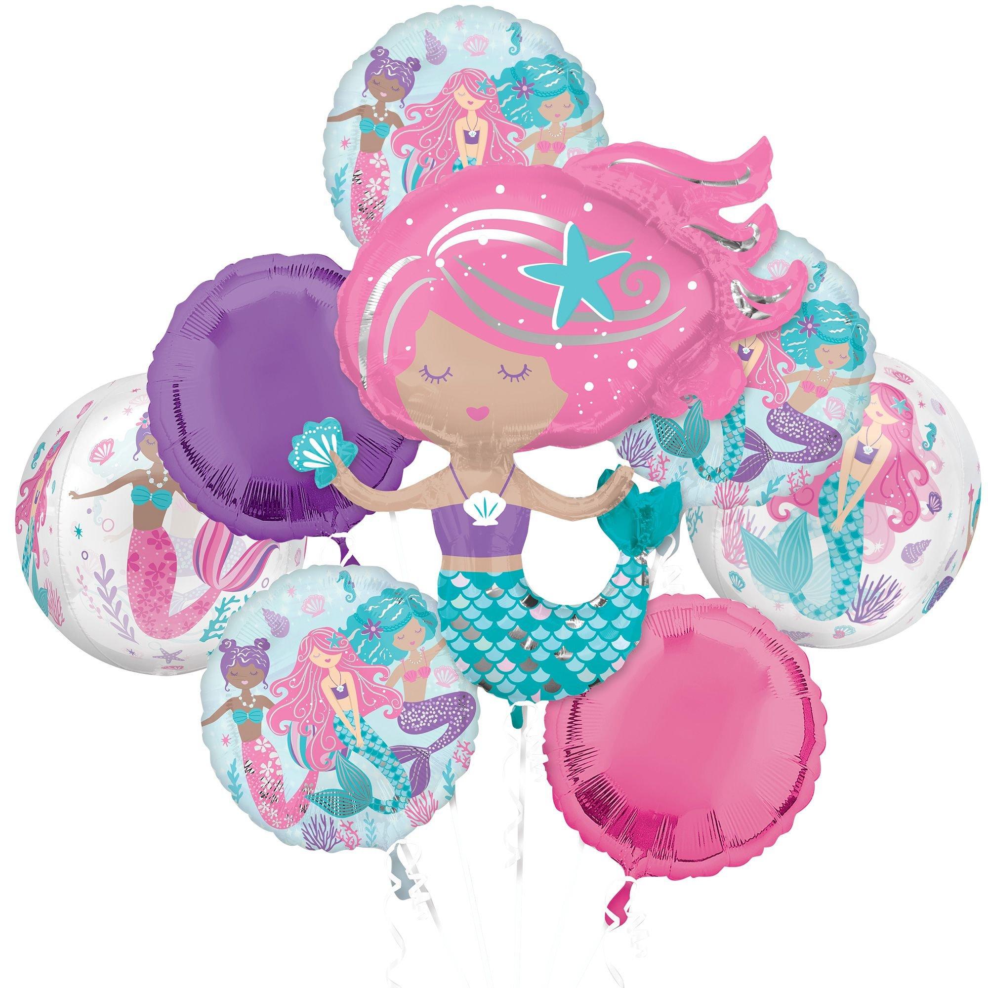 Golray Mermaid Party Decorations Kit for Girls with 80 Balloons Arch,  Backdrops, Tablecloth, Fish Net, Banner, Foil Balloons