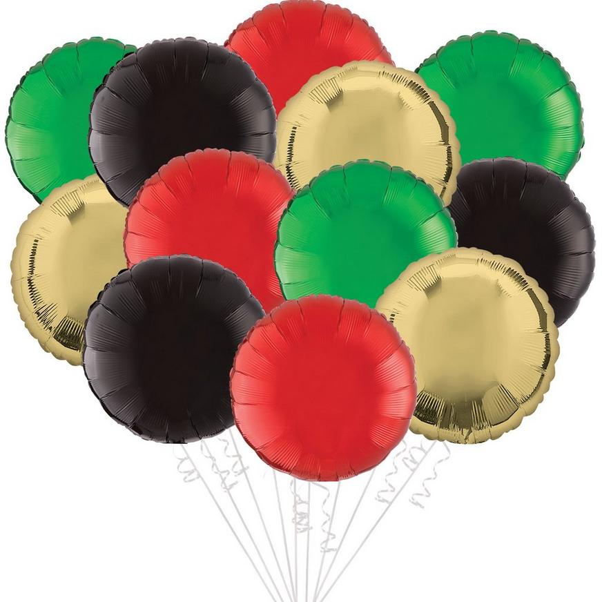 Black, Red, Yellow & Green Juneteenth Balloon Bouquet, 12pc