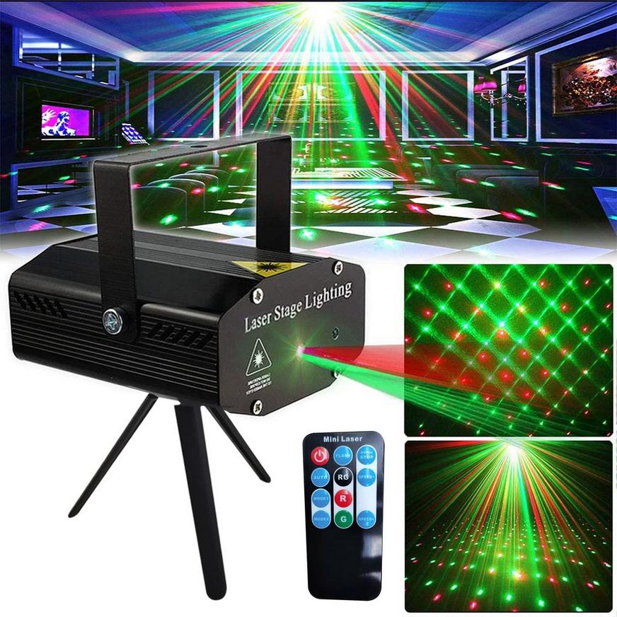 Green & Red Mini Laser Stage Lighting Projector with Remote & Tripod