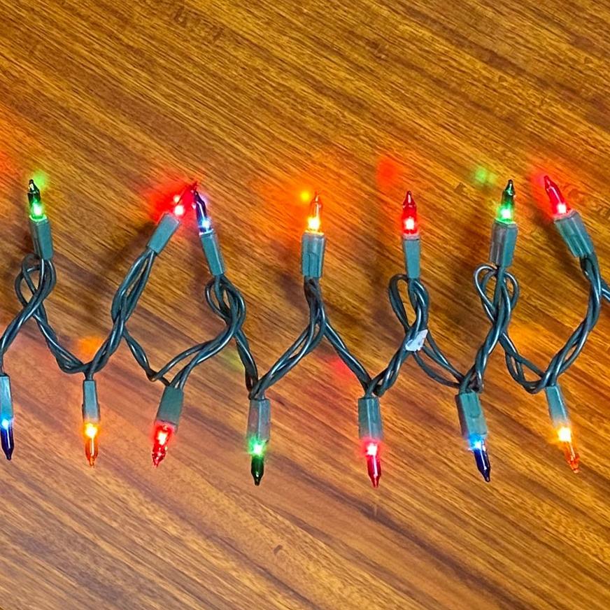 Multicolor Incandescent String Lights, 100 Mini Bulbs, 21ft