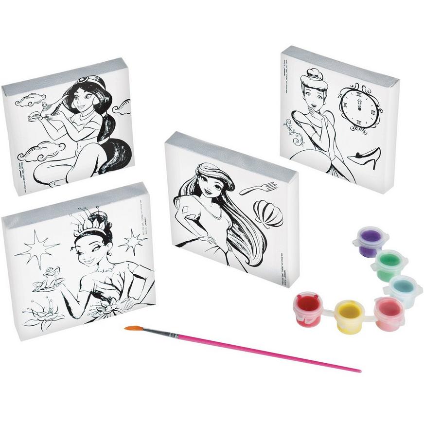 Disney Princess Color Your Own Canvas Kit, 4pc Birthday Party Supplies