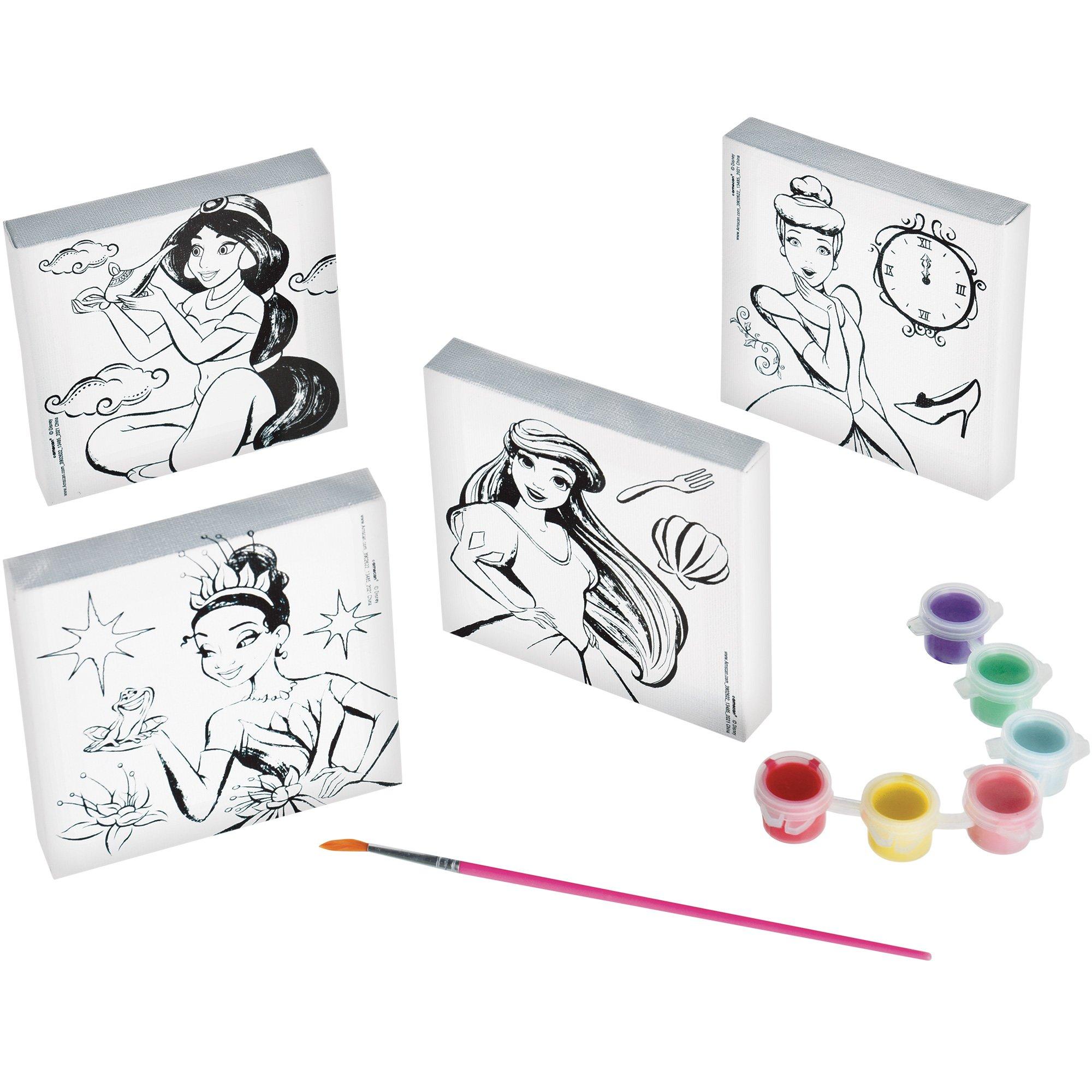 Disney Princess Color Your Own Canvas Kit, 4pc Birthday Party Supplies