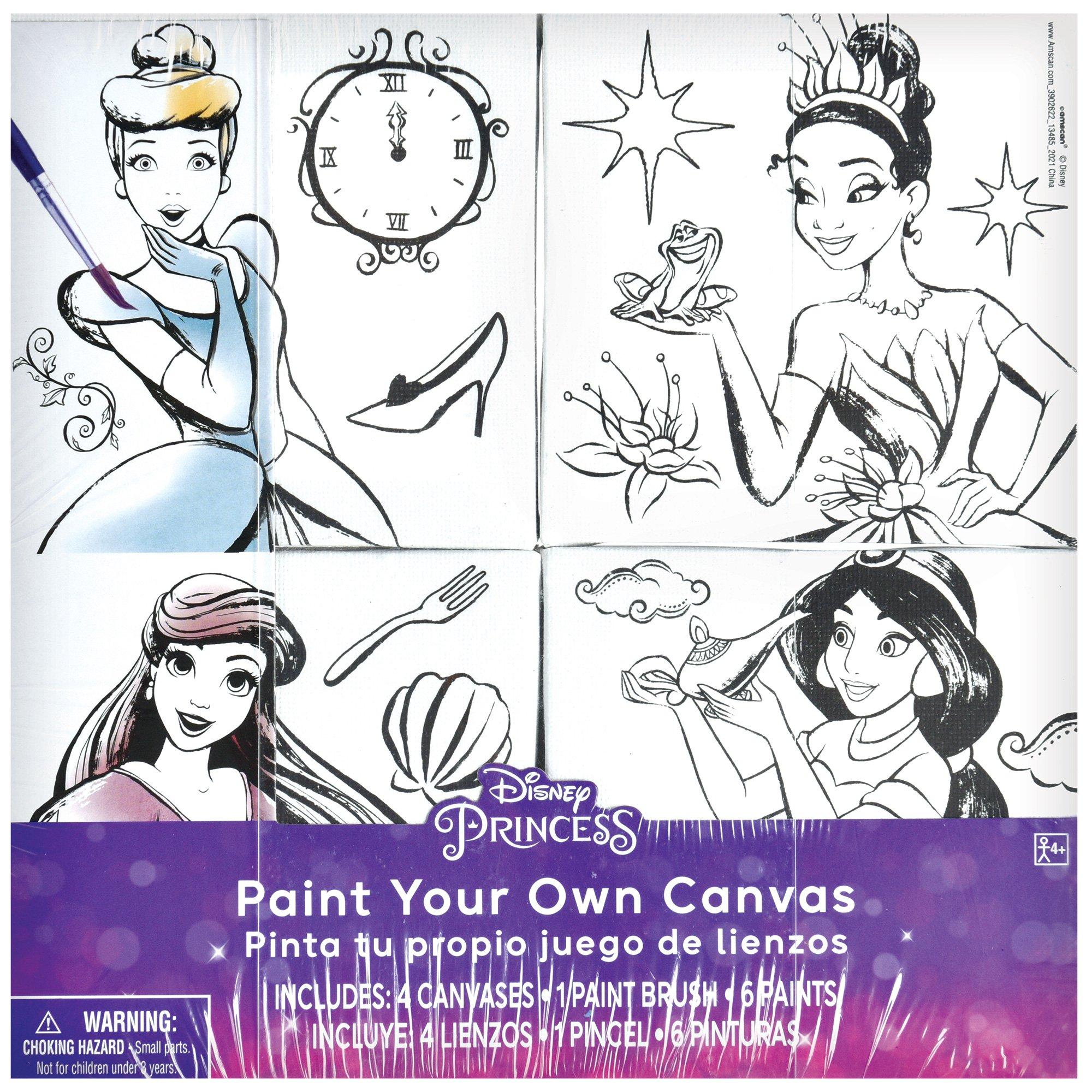 Efficiënt Imperial Oeganda Disney Princess Color Your Own Canvas Kit, 4pc | Party City