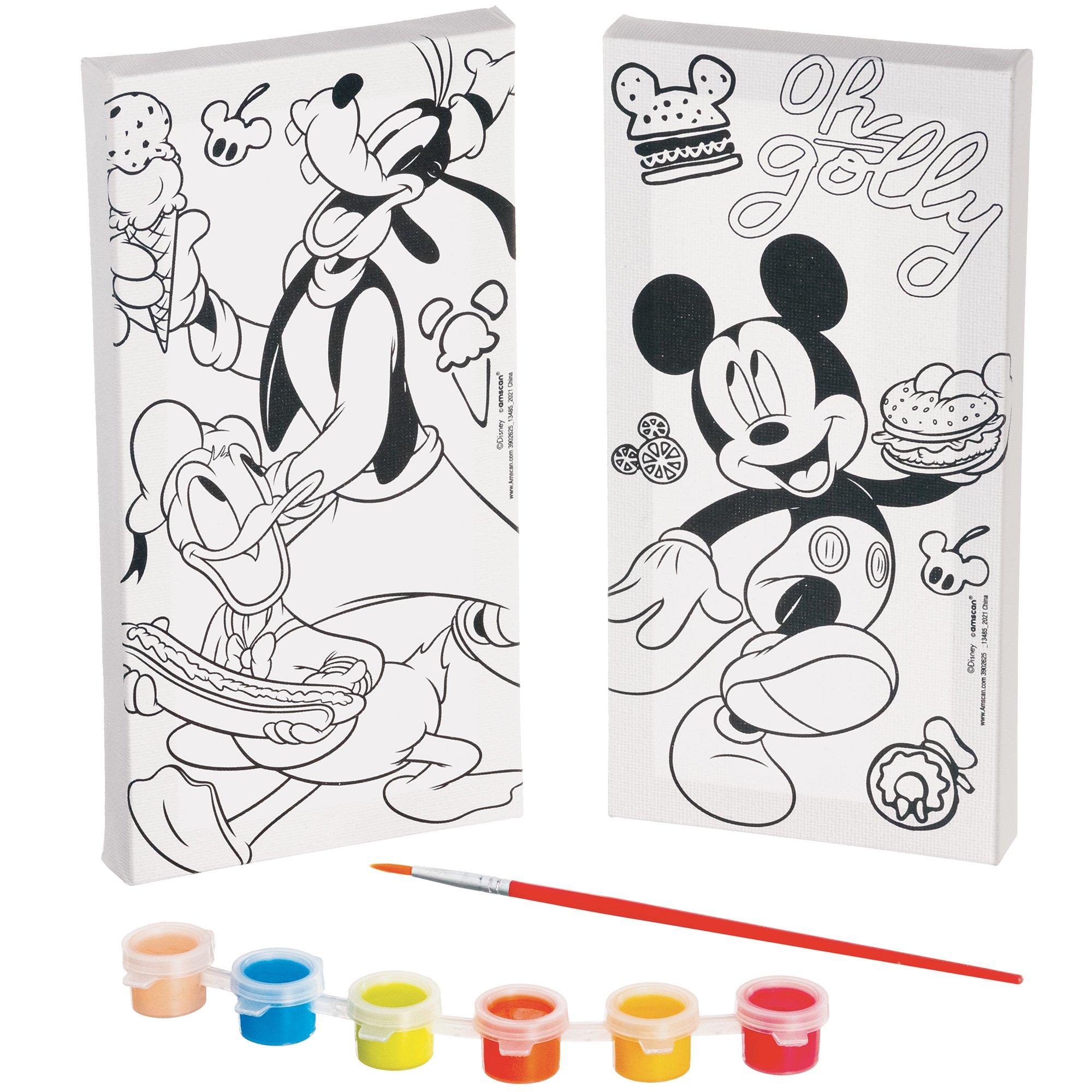 Amscan Mickey Mouse Color Your Own Canvas Kit, 2pc Birthday Party