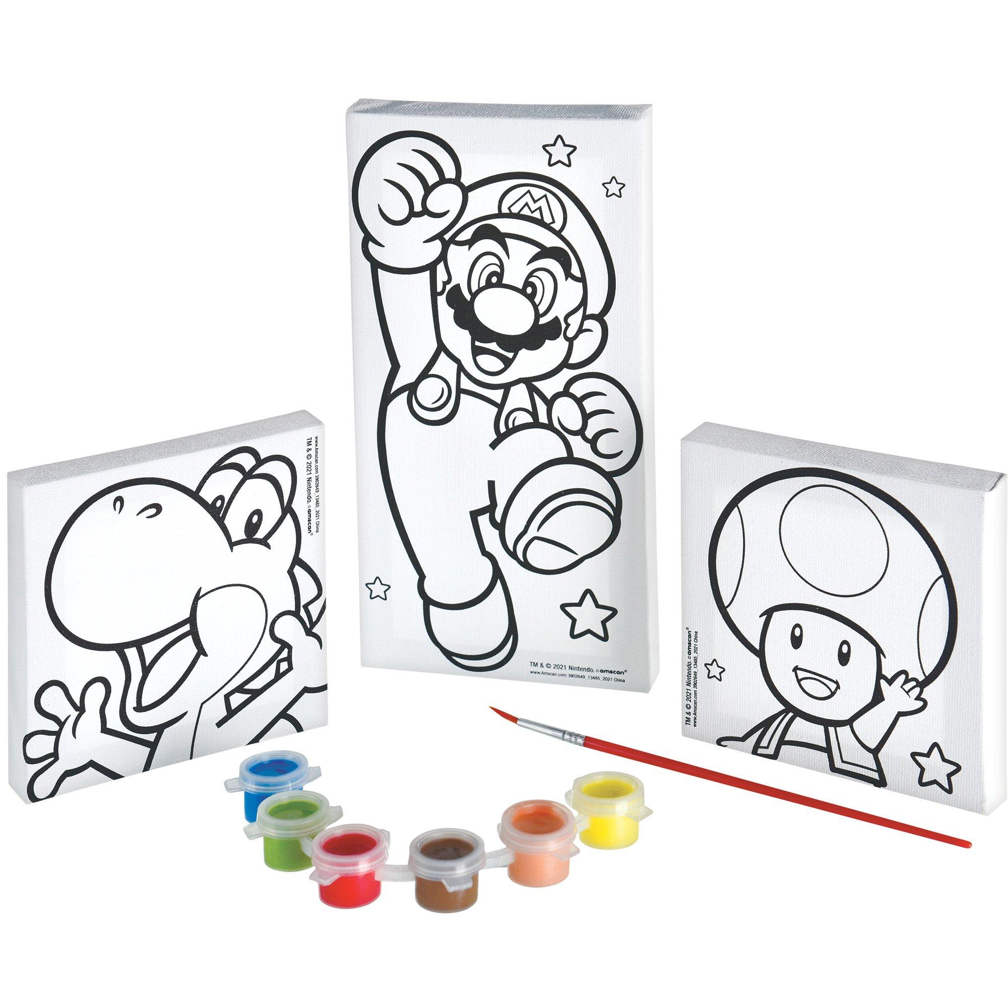 Super Mario Brothers Color Your Own Canvas, 3/pk