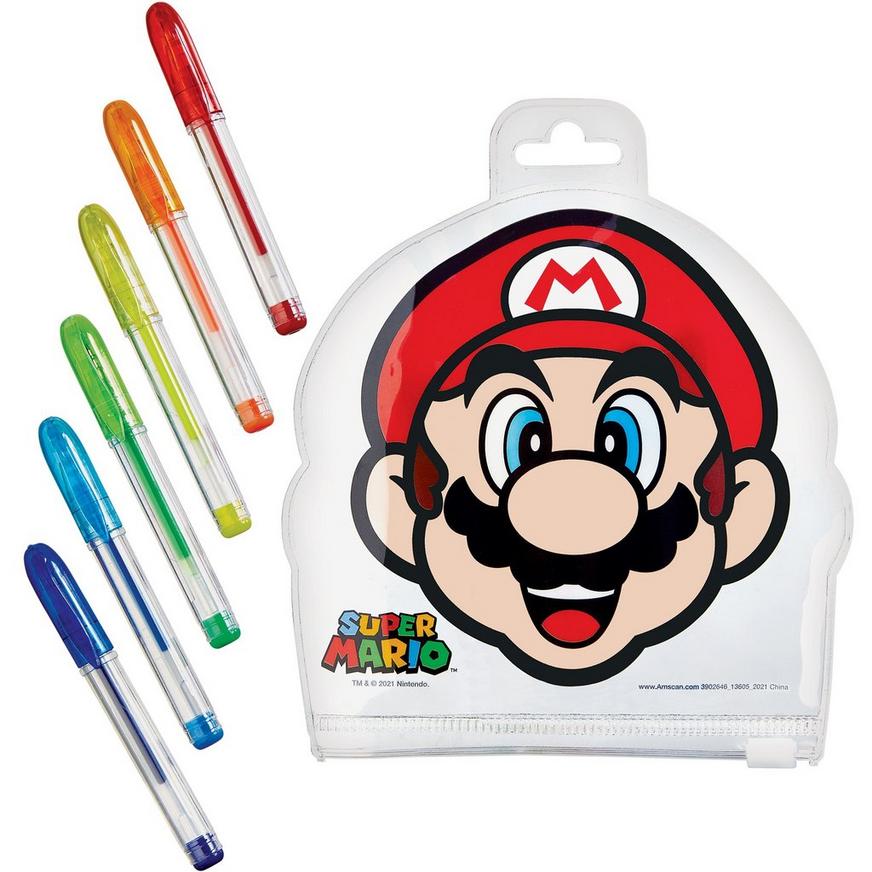 Super Mario Gel Pens with Pouch, 6ct