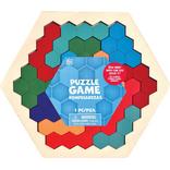 Hexagonal Wood Puzzle Game, 7in x 6.3in