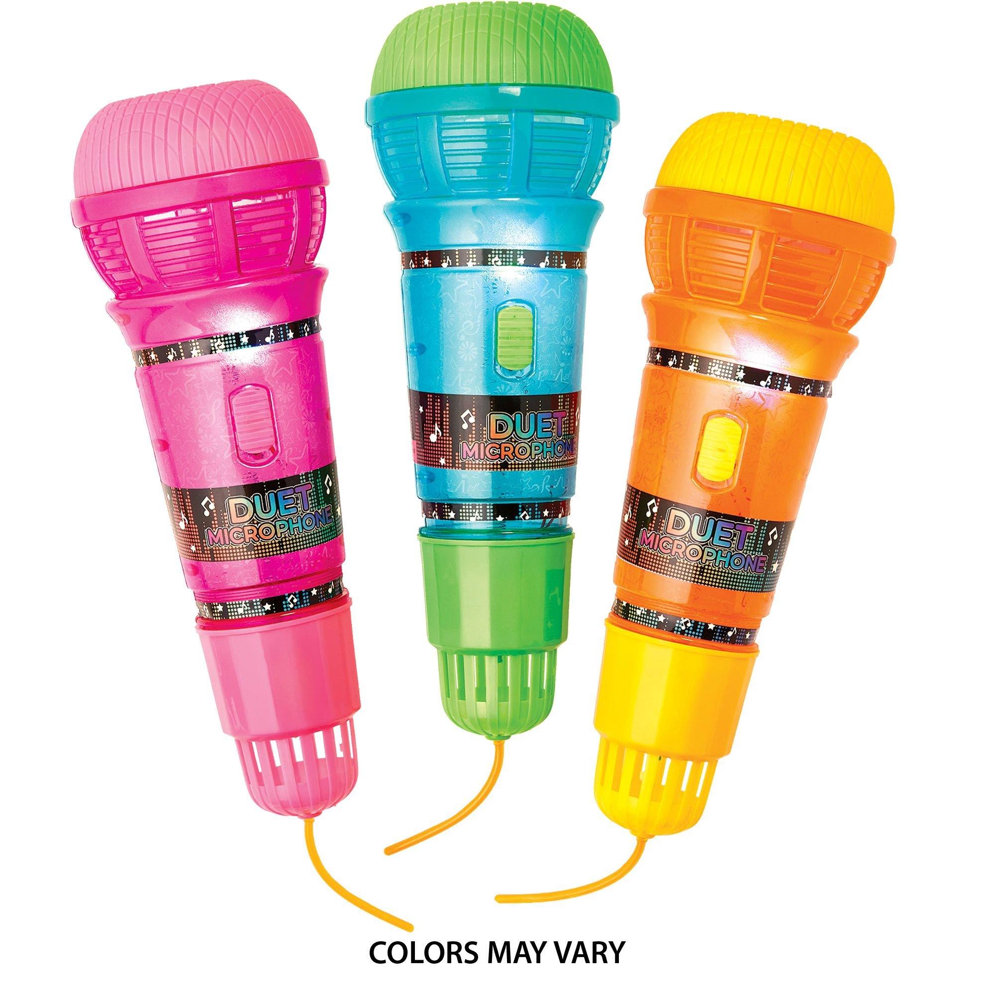 LightUp Duet Echo Plastic Microphone, 2.9in x 9in Blue, Orange or Pink Party City