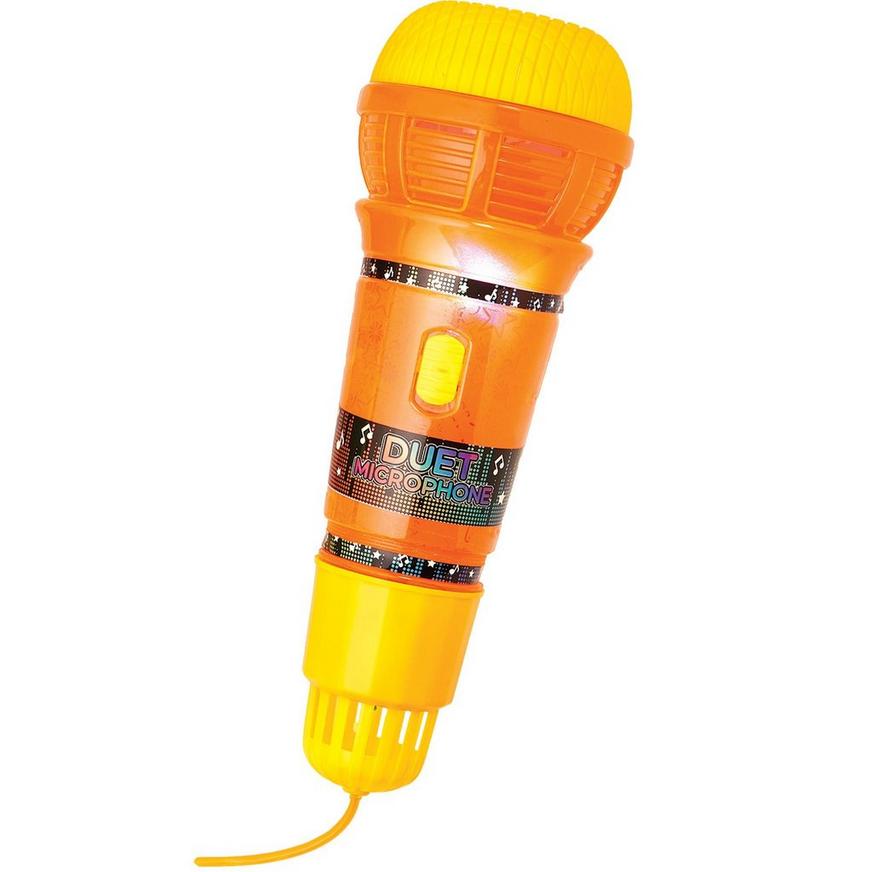 Light-Up Duet Echo Plastic Microphone, 2.9in x 9in - Blue, Orange or Pink