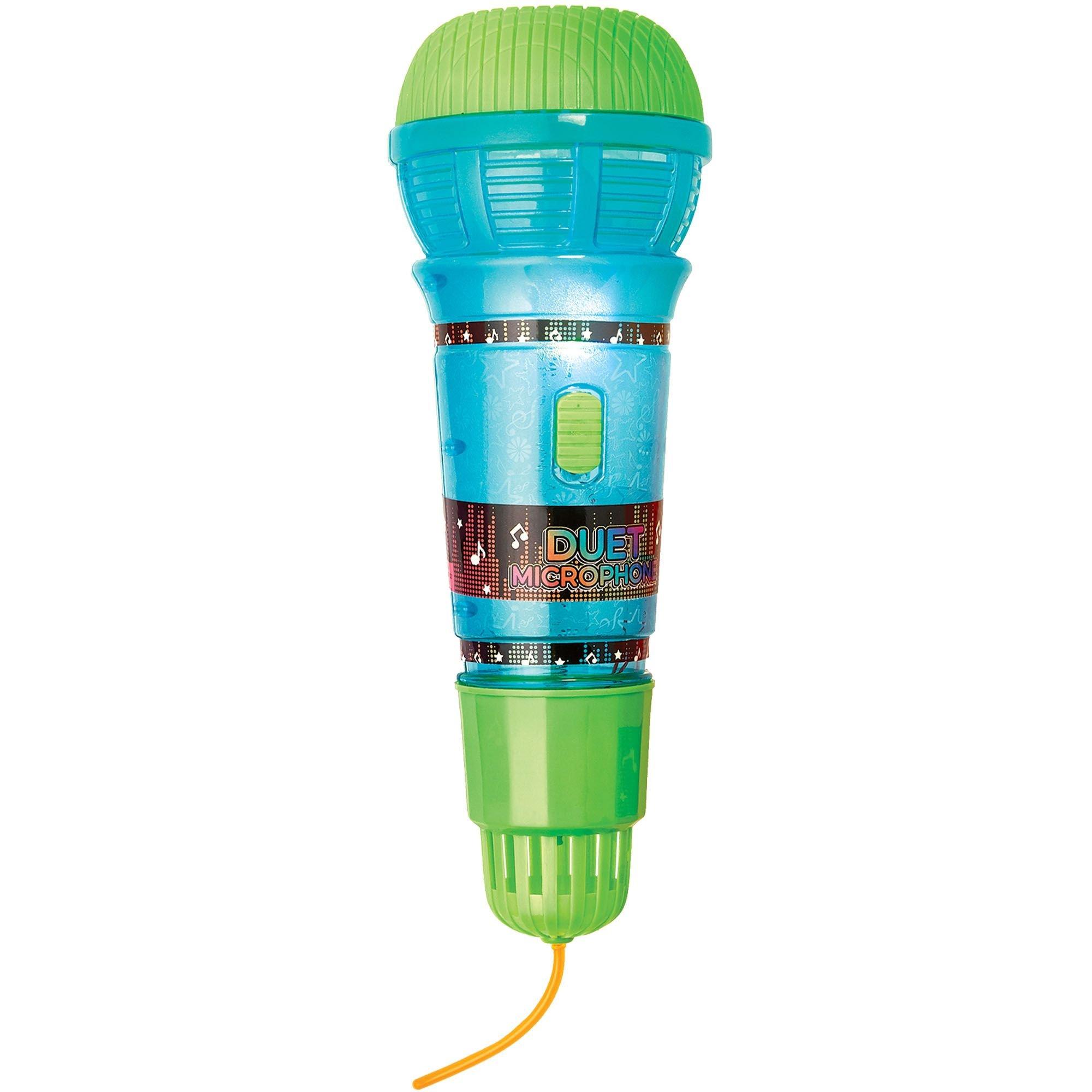 Light-Up Duet Echo Plastic Microphone, 2.9in x 9in - Blue, Orange or Pink