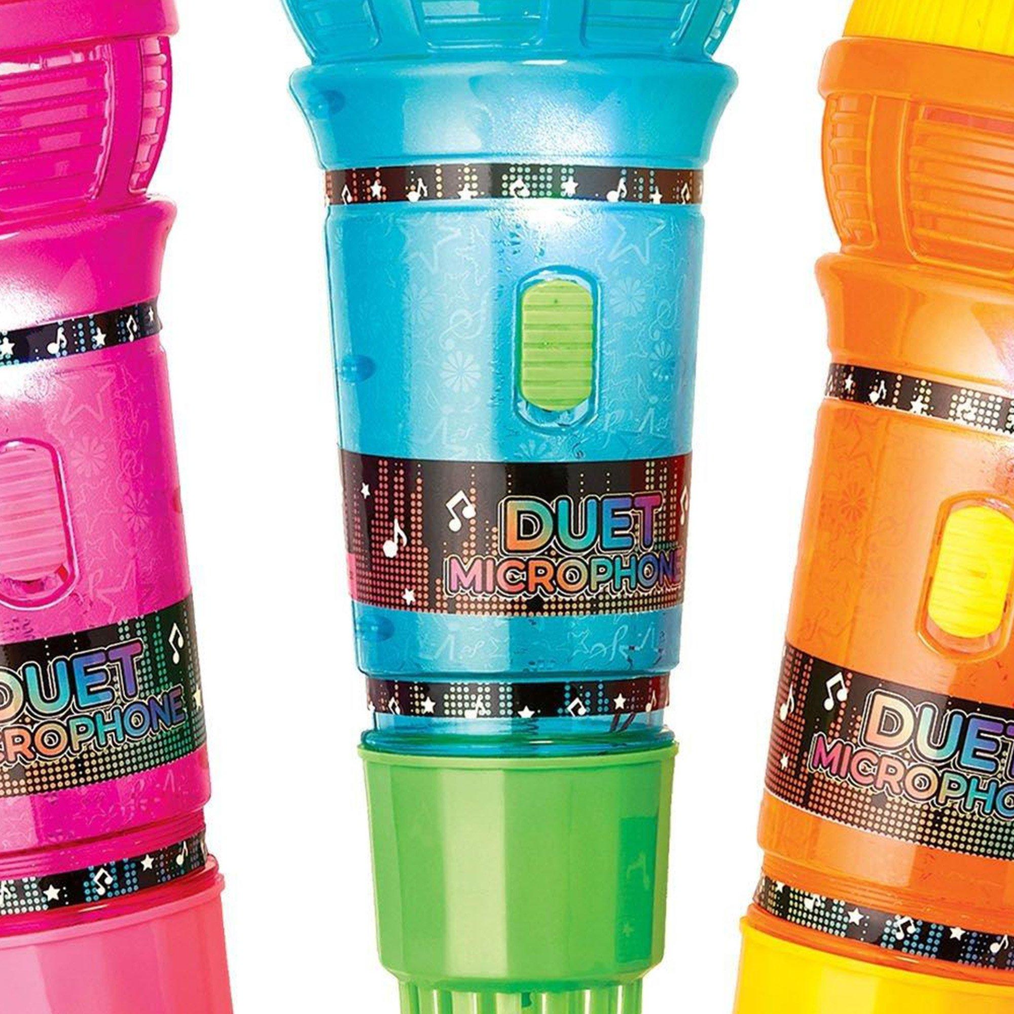 Light-Up Duet Echo Plastic Microphone, 2.9in x 9in - Blue, Orange or Pink