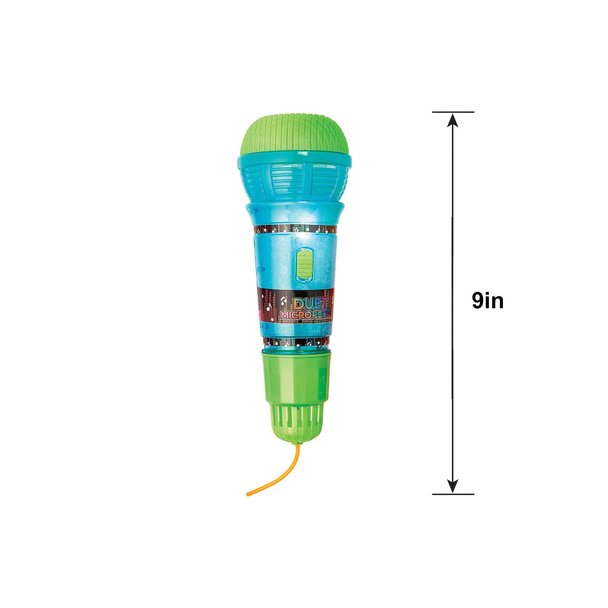 Light-Up Duet Echo Plastic Microphone, 2.9in x 9in - Blue, Orange or Pink