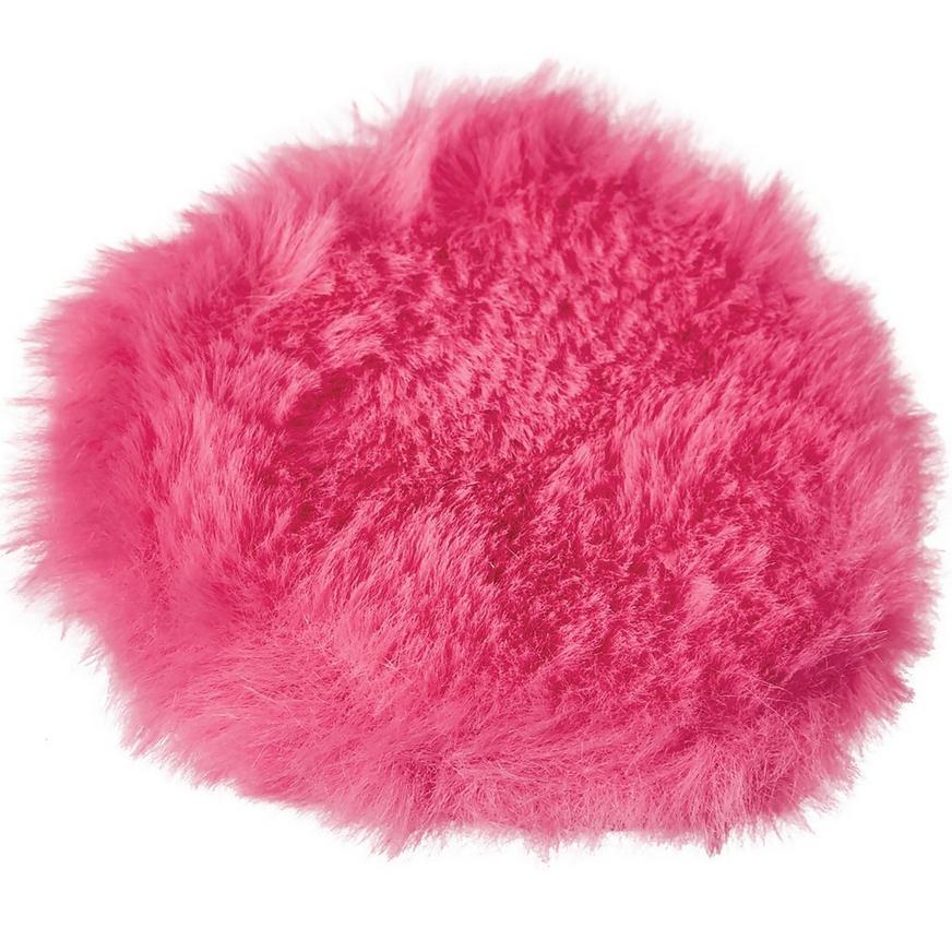 Pink Faux Fur Heart Compact Mirror, 2.9in x 2.7in