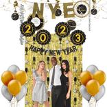 Black, Silver & Gold New Year's Eve 2023 Decorating Kit