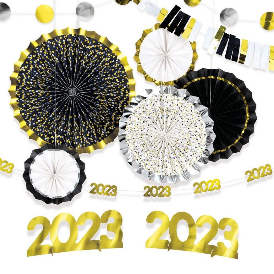 Black, Silver, & Gold New Year's Eve 2023 Photo Booth Kit
