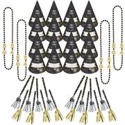 Black, Silver, & Gold New Year's Eve Accessory Kit for 16 Guests