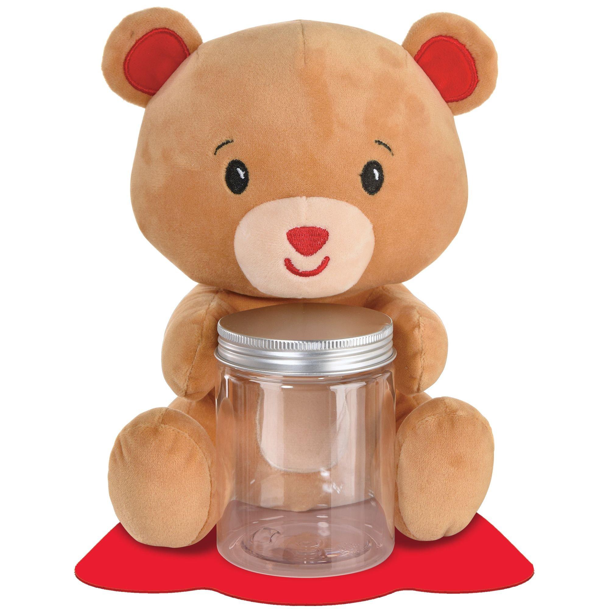 Brown & Red Plush Bear Balloon Weight with Plastic Jar, 5.9oz
