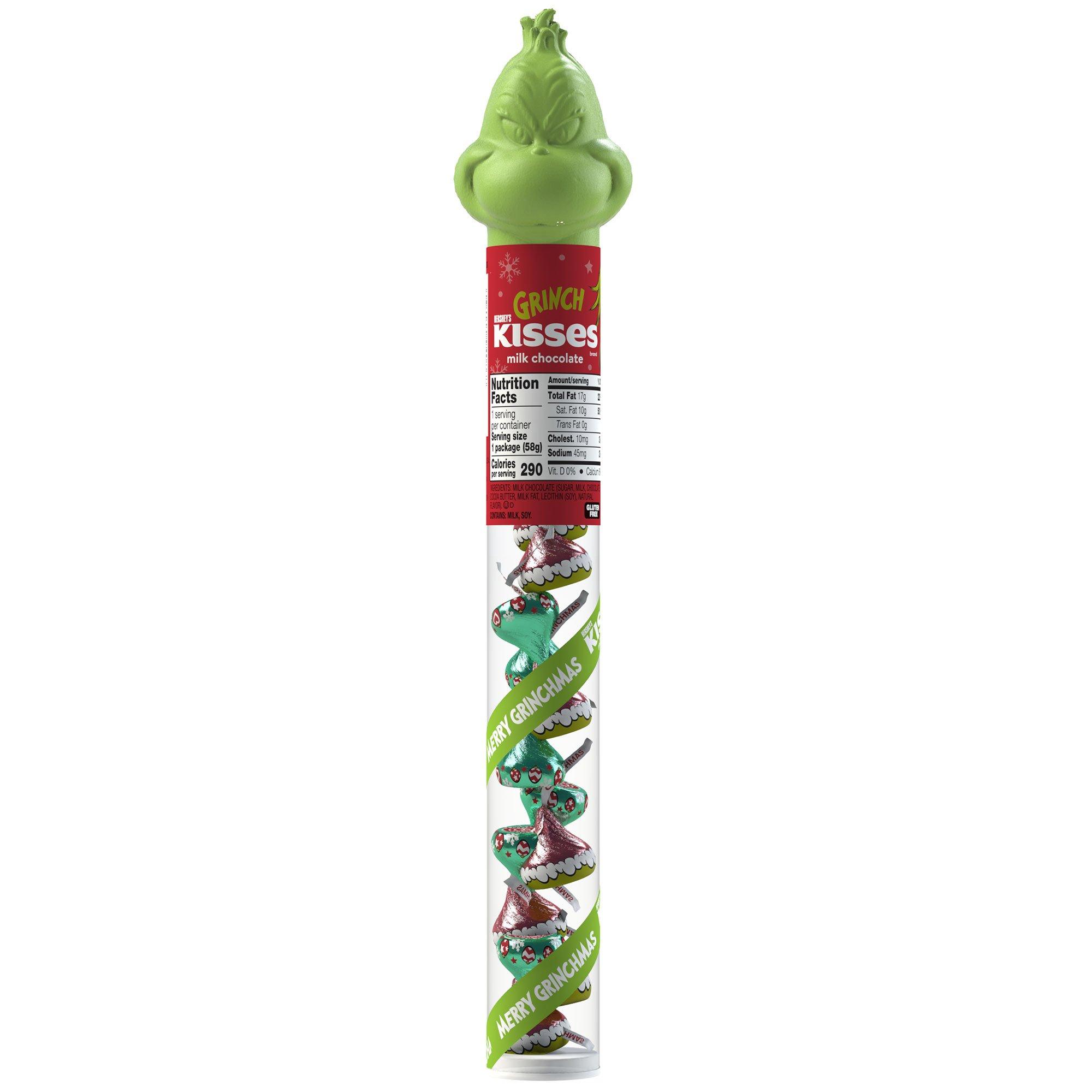 Grinch Hershey's Kisses Holiday Candy Tube, 1ct, 2.08oz