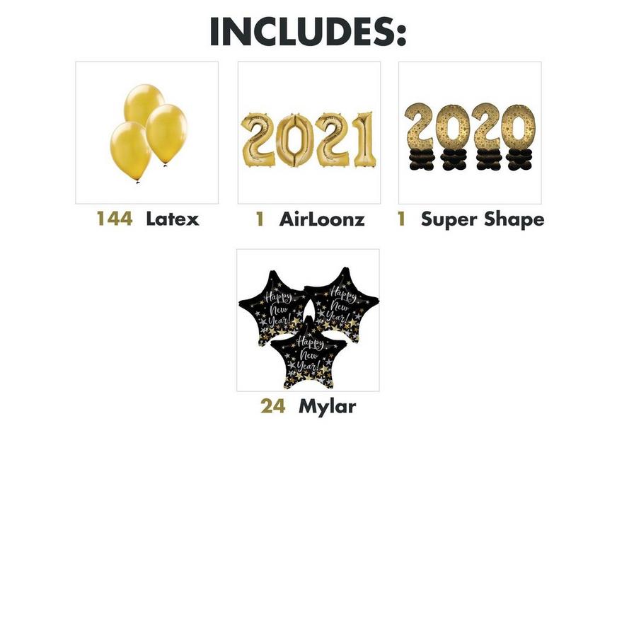 Grand DIY Black & Gold New Year's 2022 Balloon Room Decorating Kit, 173pc