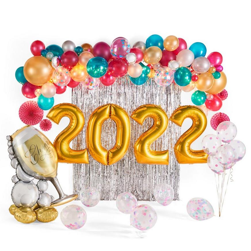 Grand DIY Champagne & Silver New Year's 2022 Balloon Backdrop Kit