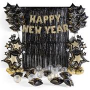 Grand DIY Black & Gold Happy New Year Balloon Backdrop Kit