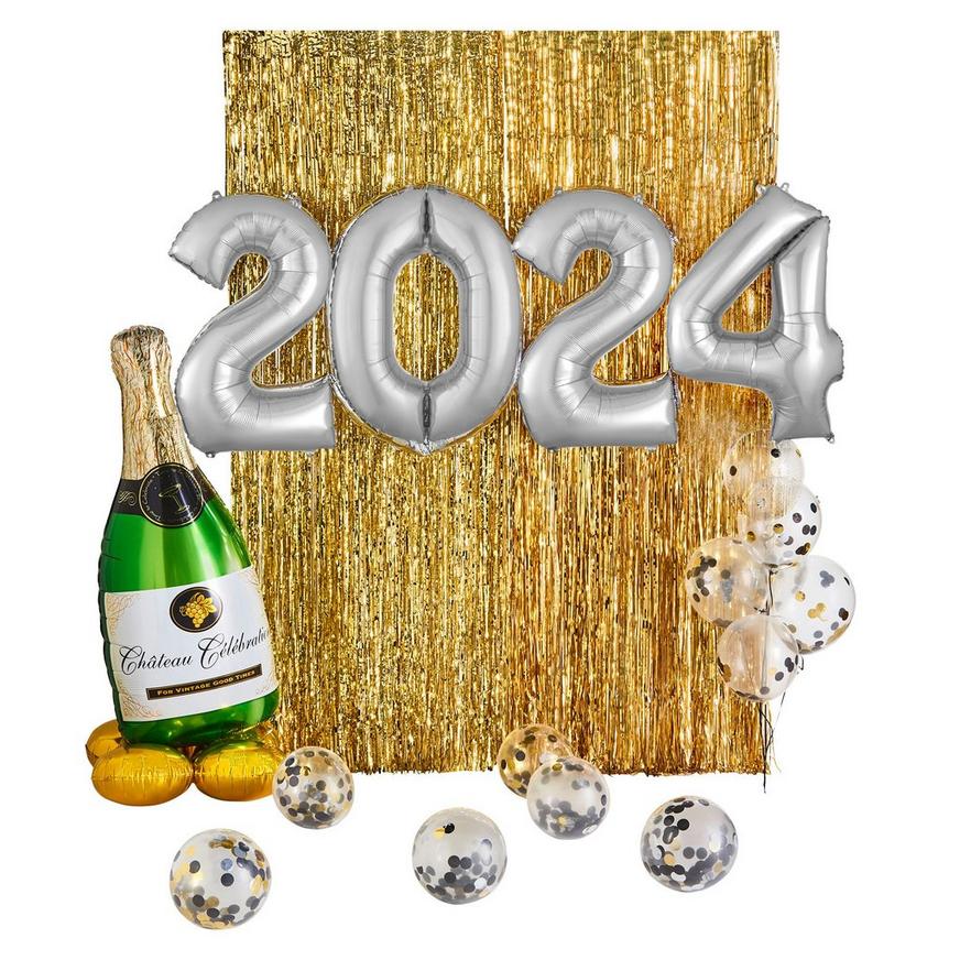 Gold Champagne Celebration New Year's 2022 Balloon Backdrop Kit