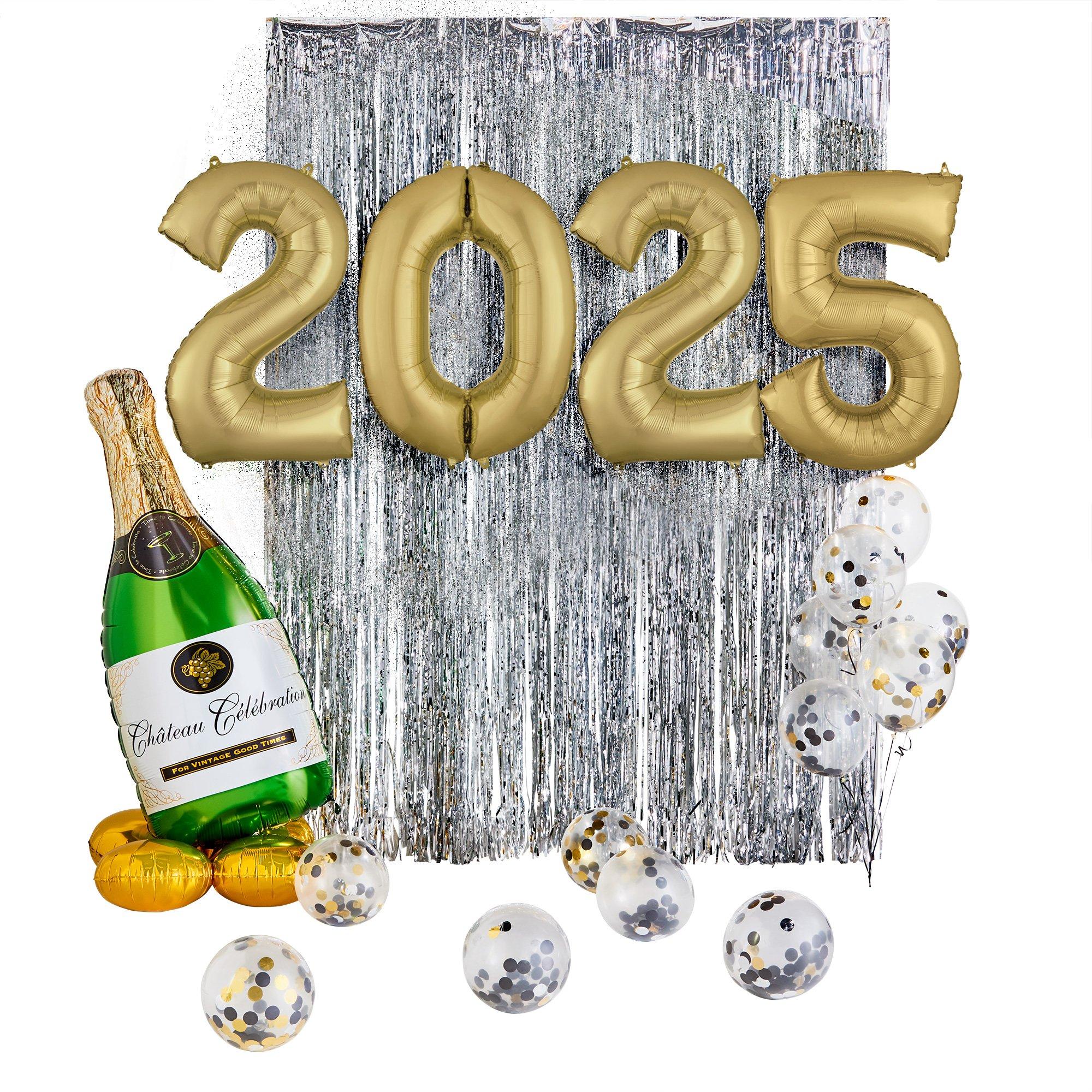 DIY Silver Champagne Celebration New Year's Eve 2024 Balloon Backdrop Kit