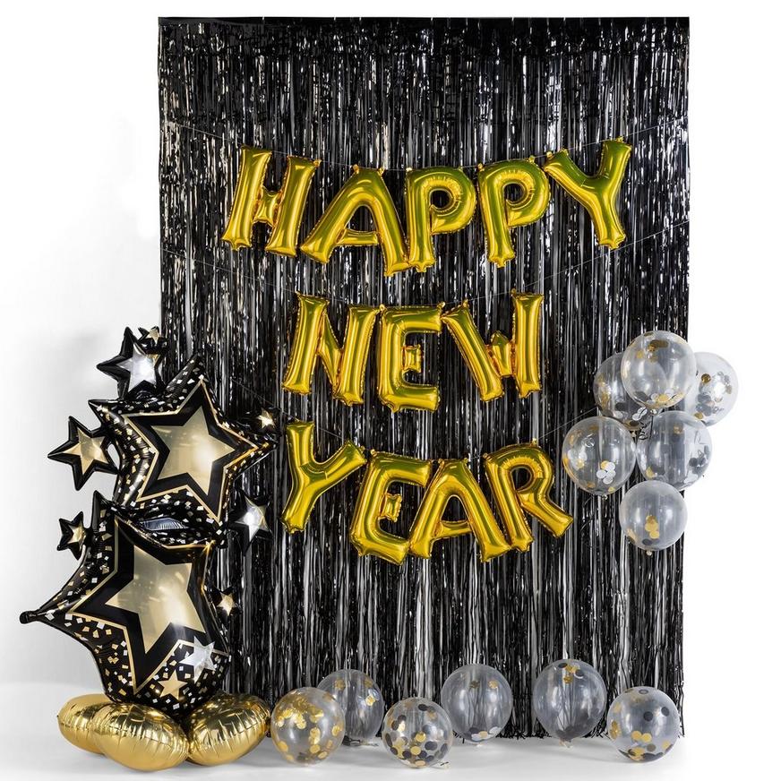 Gold Happy New Year Balloon Backdrop Kit