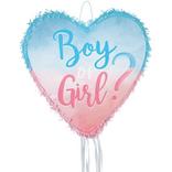 Pull String Gender Reveal Heart Cardstock & Tissue Paper Pinata, 17.5in x 17.25in