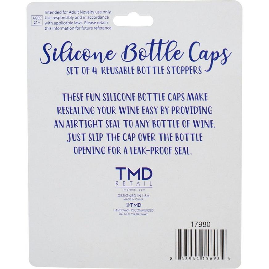 Blue & Pink Cheers! Silicone Bottle Caps, 4ct