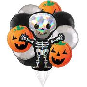 Premium Skeleton & Jack-o'-Lanterns Halloween Balloon Bouquet, 10pc