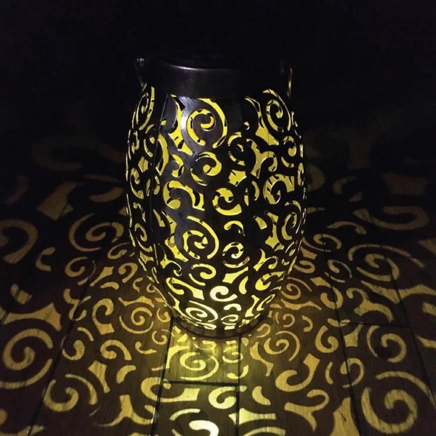 Ramadan Scroll Metal Solar Lantern, 6in x 8.8in
