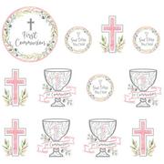 Pink My First Communion Cardstock Cutouts, 12ct