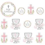 Pink My First Communion Cardstock Cutouts, 12ct