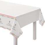 Pink My First Communion Plastic Table Cover, 54in x 102in