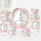 Pink My First Communion Cardstock Table Decorating Kit, 27pc