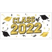 Gold Class of 2022 Graduation Plastic Banner, 5.4ft x 2.8ft