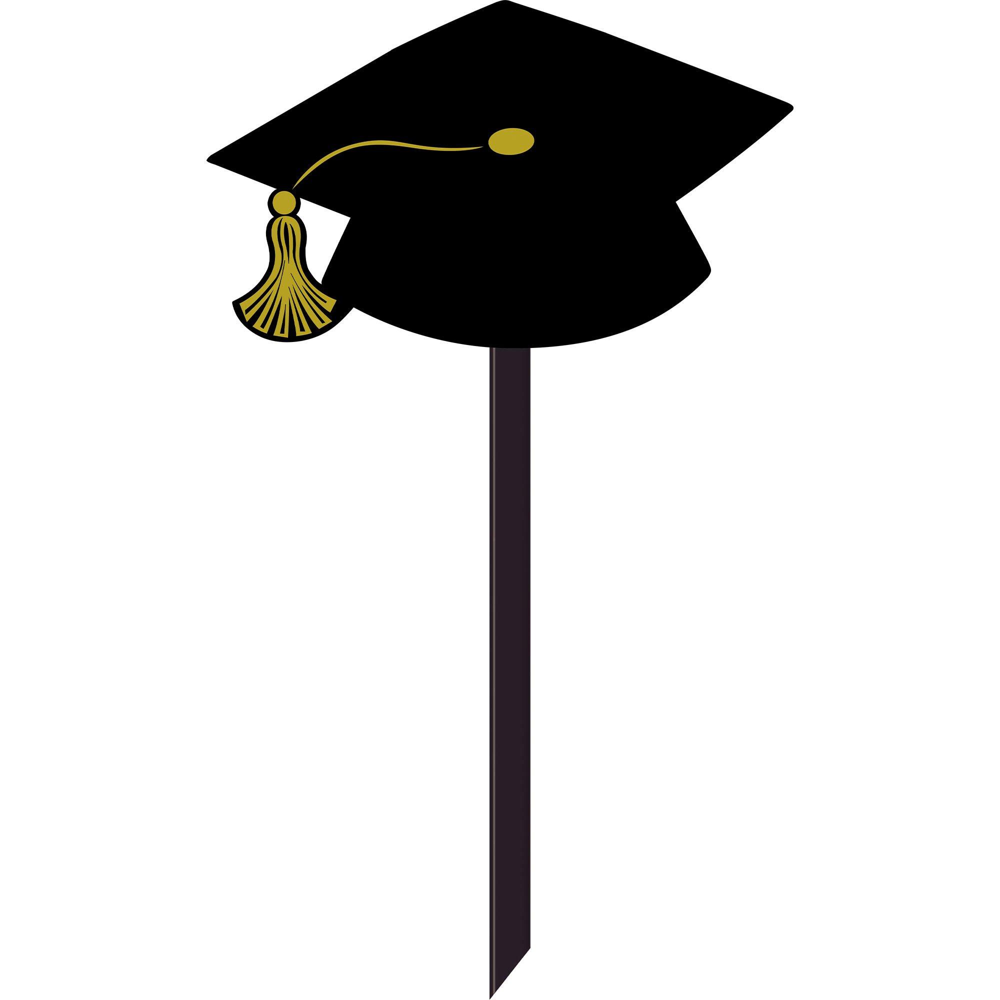 Black Graduation Cap Plastic Yard Sign, 13.6in x 29.75in