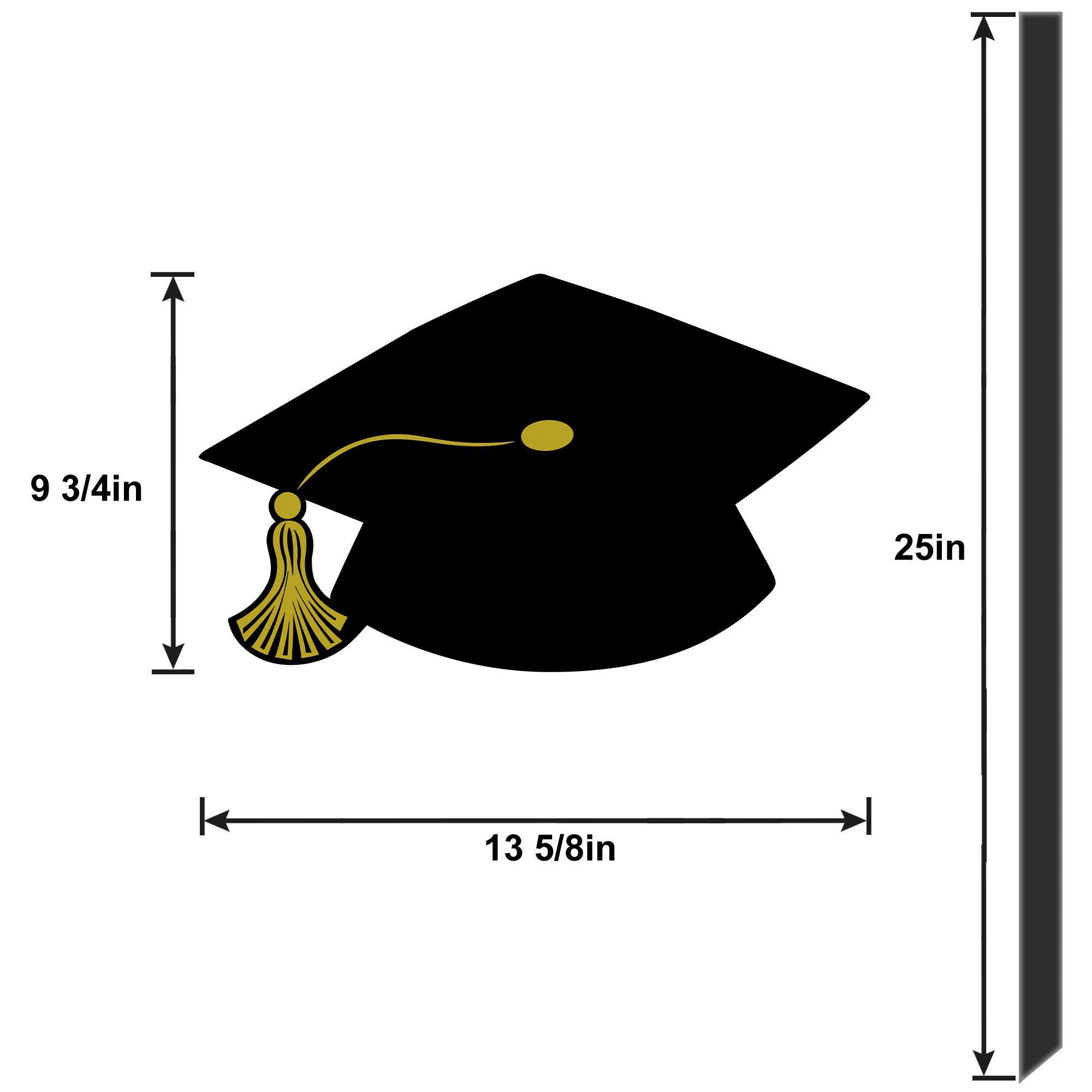 Black Graduation Cap Plastic Yard Sign, 13.6in x 29.75in