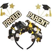 Black, Silver & Gold Proud Parent Graduation Head Bopper